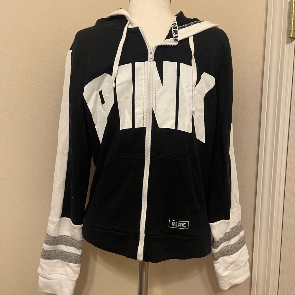 PINK Victoria's Secret Black and White Hoodie